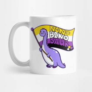 Non-Bino Saur Cute Dinosaur with Nonbinary Pride Flag Mug